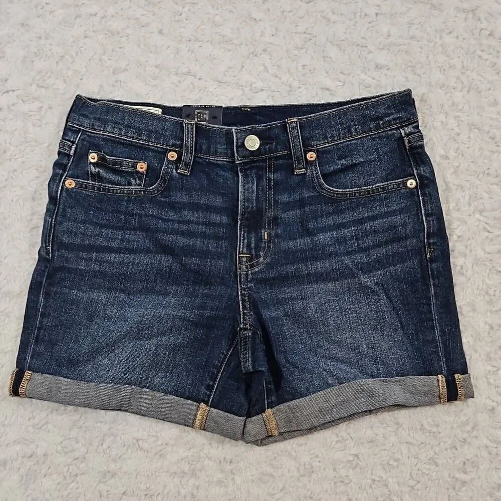 Gap Mid Rise Denim 5" Shorts With Washwell summer travel vacation womens 26 / 0